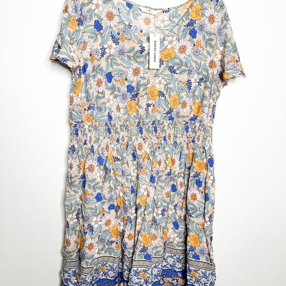 Plus Size Summer Floral Boho Classy Smocked Midi Dress 1X - Picture 2 of 9